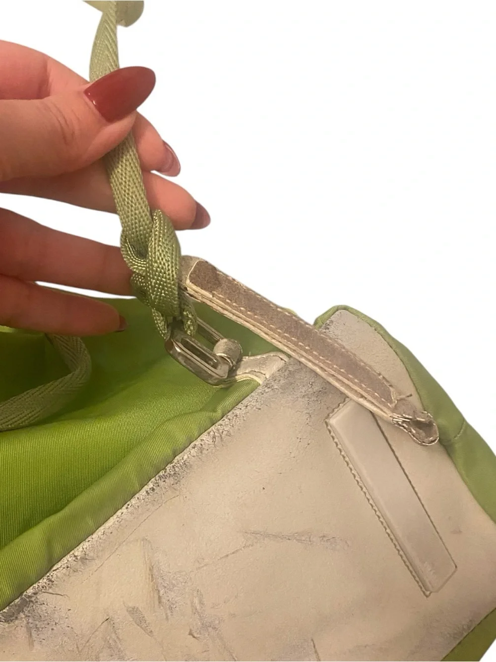 1999 Prada Lime Green Nylon Drawstring Backpack